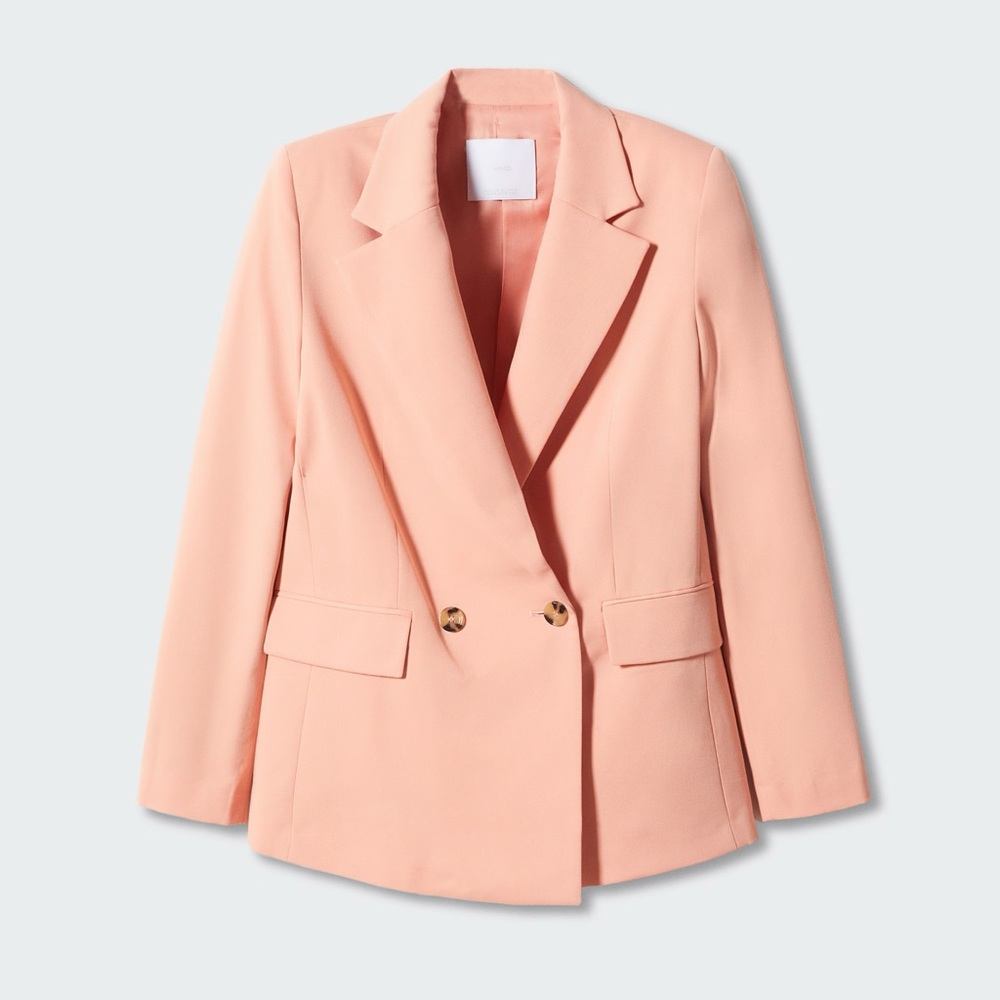 Mango Double/Breasted Blazer, Pastel Pink - XXS